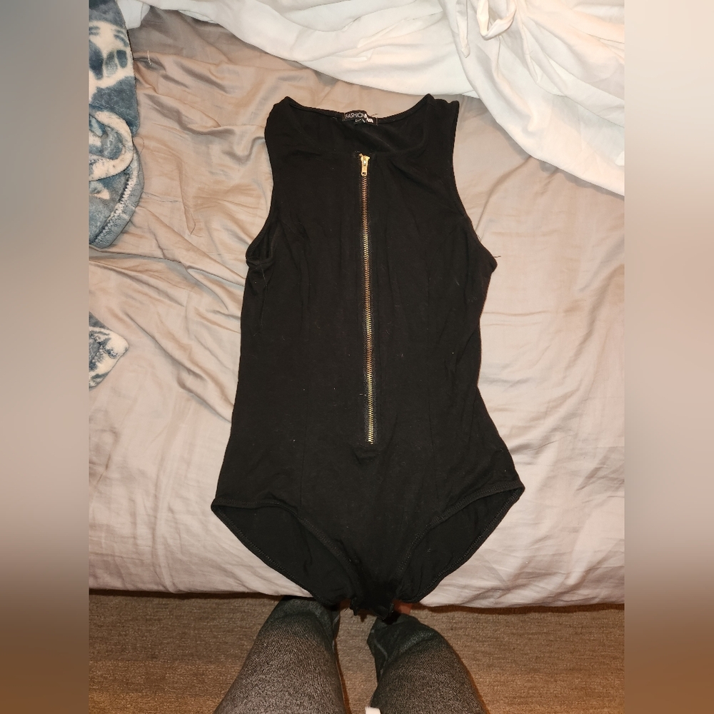 Black Zipper Bodysuit